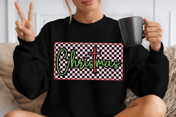 Checkered Christian Christmas SVG PNG Graphics for T-Shirt Designs