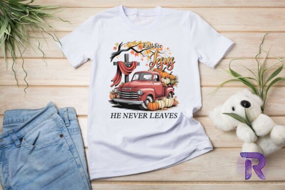 Fall for Jesus Sublimation Quotes PNG: Graphics for T-Shirt Designs